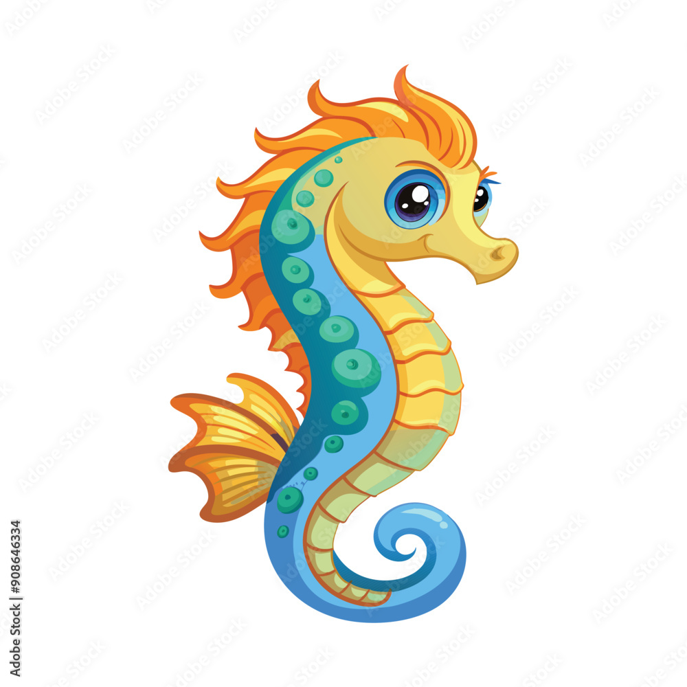 Obraz premium Playful Seahorse Character Swimming in Style