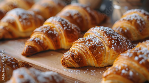 Photo delicioius sweet freshly baked croissants, AI Generative photo