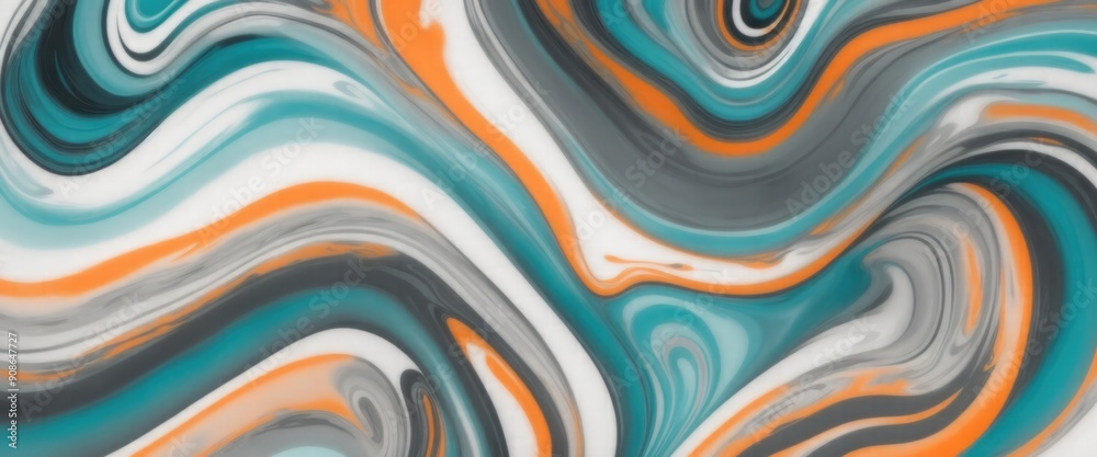 Luxurious marbling Gray, paint swirls in beautiful teal and orange colors abstract background with waves Luxurious marbling Gray, paint swirls in beautiful teal and orange colors abstract background with waves
