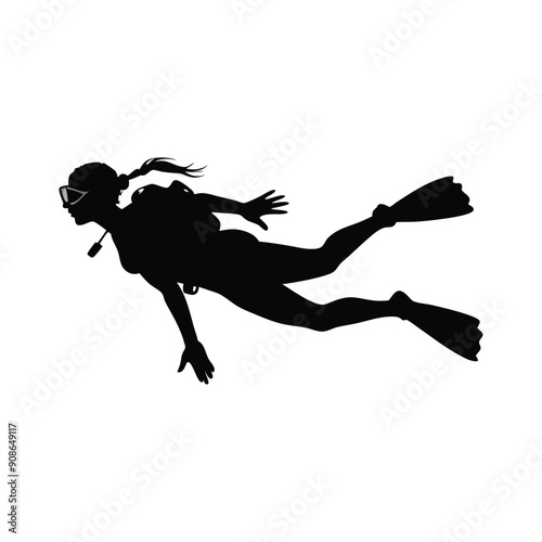 female diver silhouette
