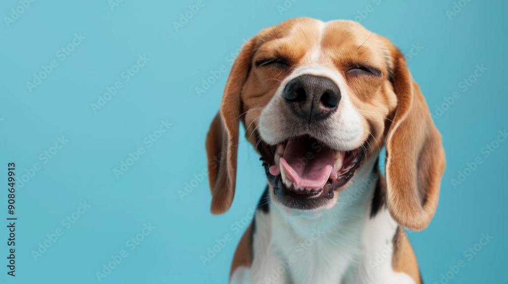 A photograph of a beagle dog with its eyes closed in joy, AI Generative A photograph of a beagle dog with its eyes closed in joy, AI Generative