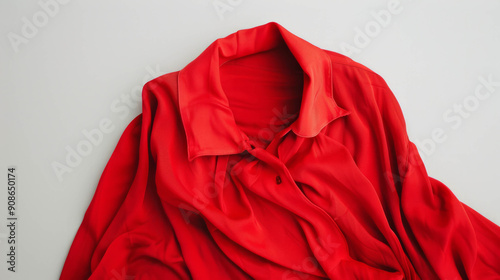 a product shot, top view, a red baggy long shirt for female, AI Generative photo