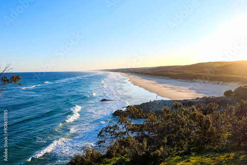 A beautiful sunny blue sky summer day at North Stradbroke island, Cleveland, Brisbane, Queensland, Australia