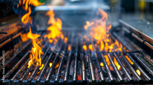 photo of bbq grill, flames, AI Generative photo