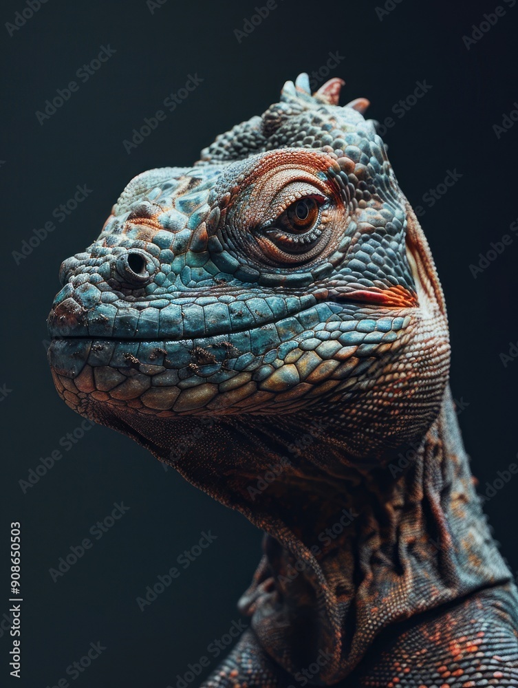 Fototapeta premium Detailed Close-up of Iguana with Textured Scales