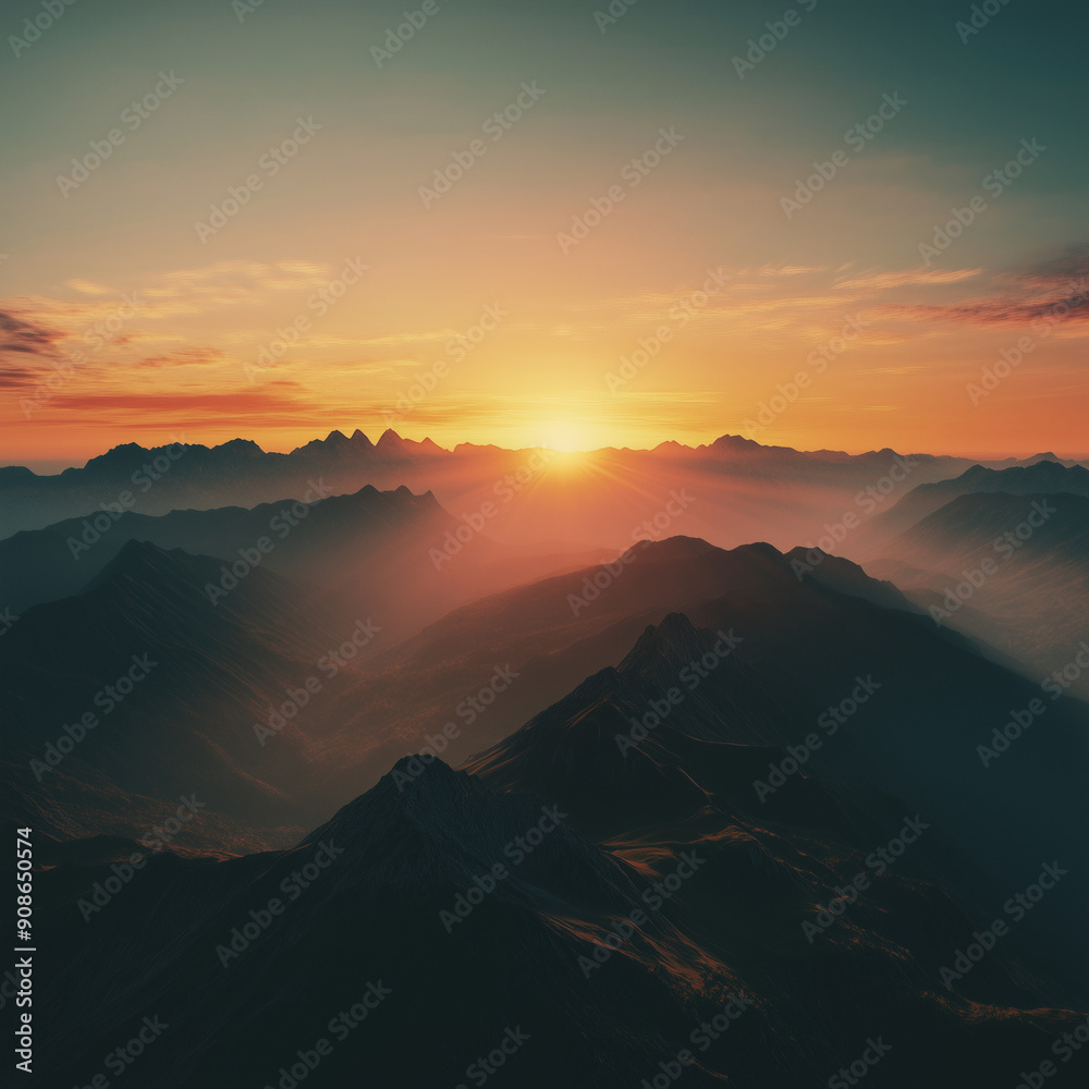 Obraz premium photography of a beautiful sunrise over a mountain range,nature