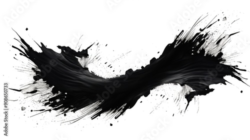 Abstract Black Ink Splash on White Background