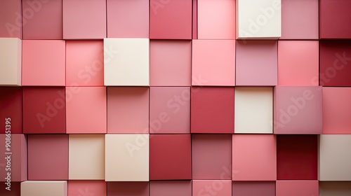 Abstract geometric paper shape pastel pink and red color paper background 