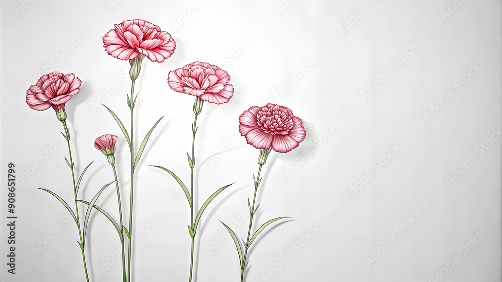 one simple line carnation floral art on white wallpaper background one simple line carnation floral art on white wallpaper background