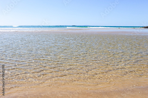 A beautiful sunny blue sky summer day at North Stradbroke island, Cleveland, Brisbane, Queensland, Australia  photo