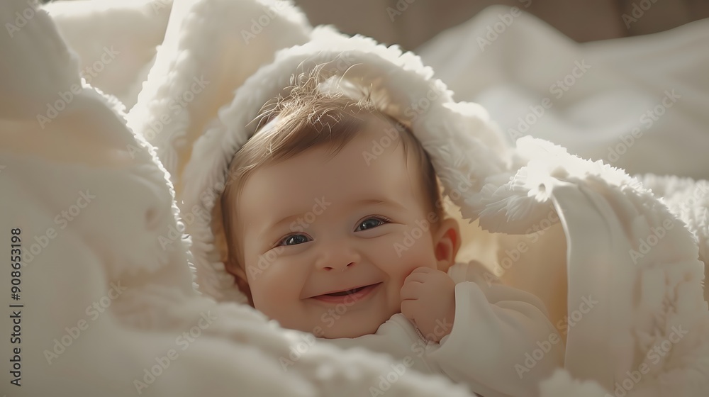 Cute smiling baby in a blanket Cute smiling baby in a blanket