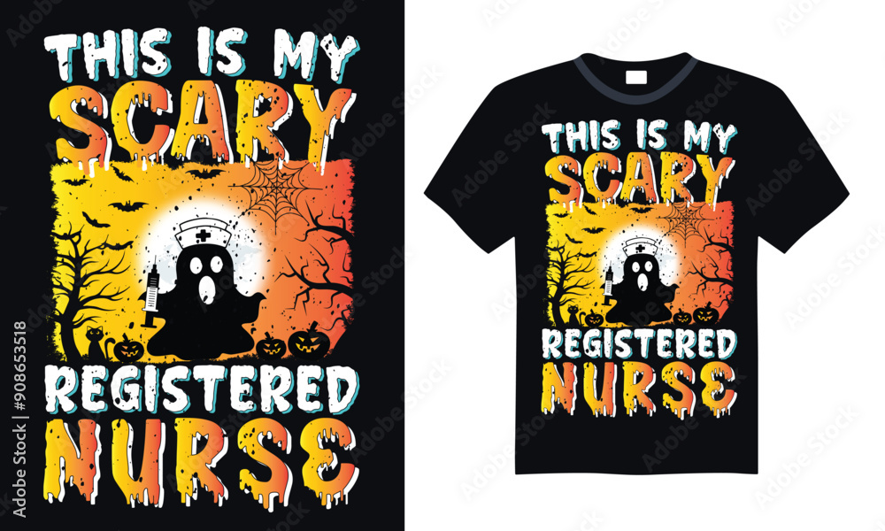 This is my scary registered nurse - Halloween t shirt design, Hand lettering inspirational quotes isolated on black background, For the design of postcards, Cutting Cricut and Silhouette, EPS 10 This is my scary registered nurse - Halloween t shirt design, Hand lettering inspirational quotes isolated on black background, For the design of postcards, Cutting Cricut and Silhouette, EPS 10