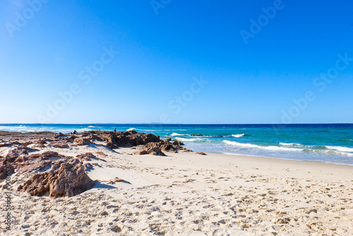 A beautiful sunny blue sky summer day at North Stradbroke island, Cleveland, Brisbane, Queensland, Australia  photo