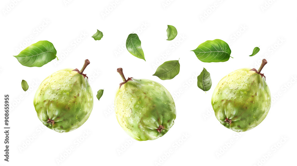 Guavas levitating in the air isolated on a transparent background Guavas levitating in the air isolated on a transparent background