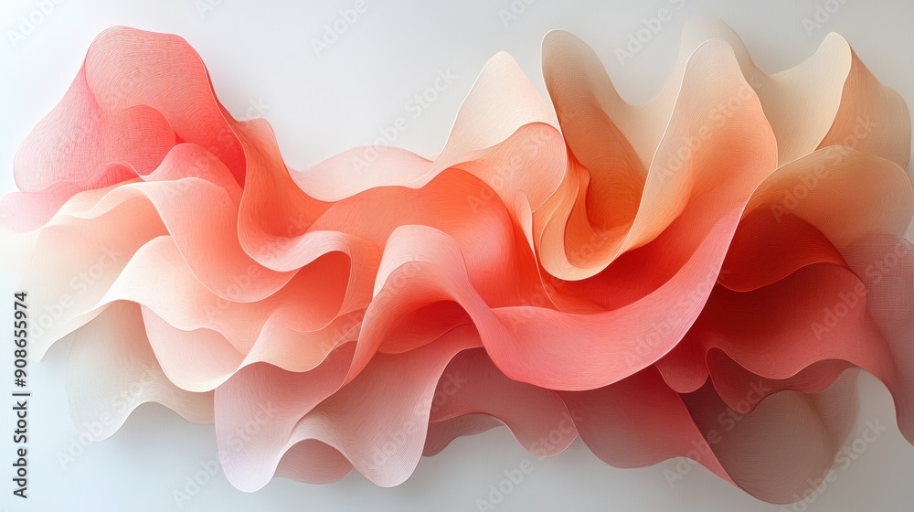 Serene Minimalism - Abstract Painting in Soft Coral and Cream Tones