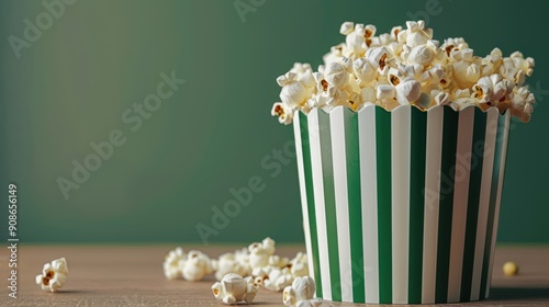 The popcorn in striped container photo