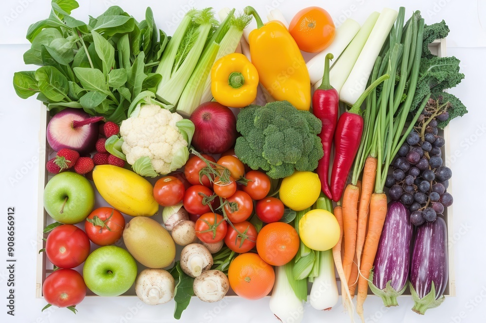 A vibrant assortment of fruits and vegetables for a healthy diet A vibrant assortment of fruits and vegetables for a healthy diet