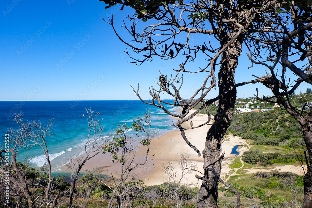 Noosa National Park, Coastal Walk, hike along the stunning blue sea and ocean on a beautiful sunny blue sky day, Sunshine Coast, Australia Noosa National Park, Coastal Walk, hike along the stunning blue sea and ocean on a beautiful sunny blue sky day, Sunshine Coast, Australia