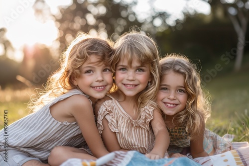 siblings hug in a park