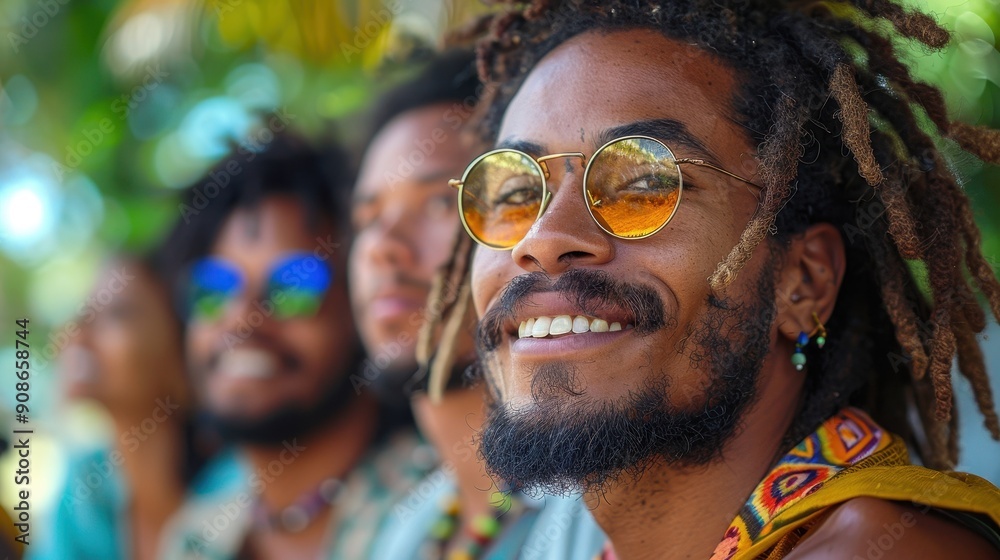 Smiling Man with Dreadlocks at Outdoor Festival Smiling Man with Dreadlocks at Outdoor Festival