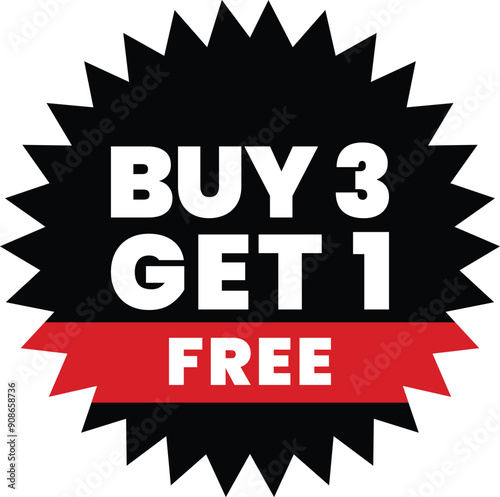 Buy 3 Get 1 Free E-commerce Discount Offer Tags Design Vector Illustration