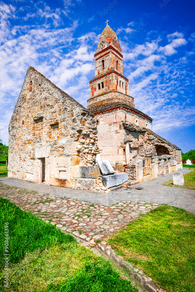 Densus, Romania. The oldest stone church in Romania built over a Roman Empire temple, historical region Hateg