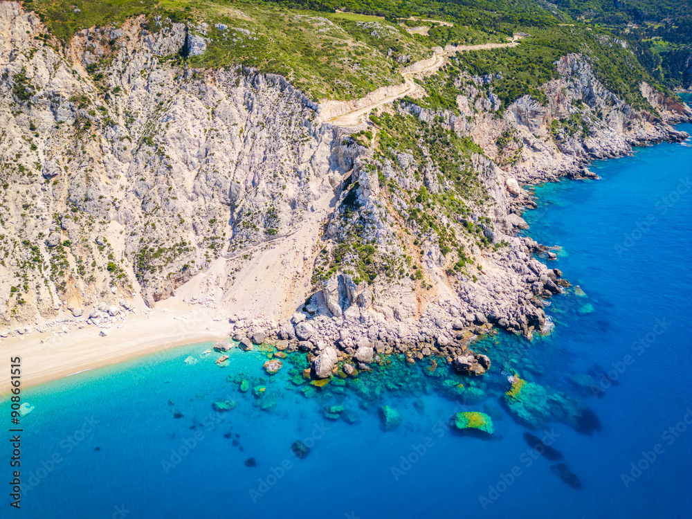 Kefalonia, Greece. Platia Ammos Beach, beautiful Greek Islands.