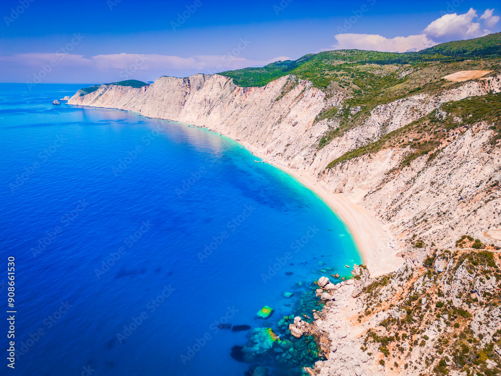 Kefalonia, Greece. Platia Ammos Beach, beautiful Greek Islands.