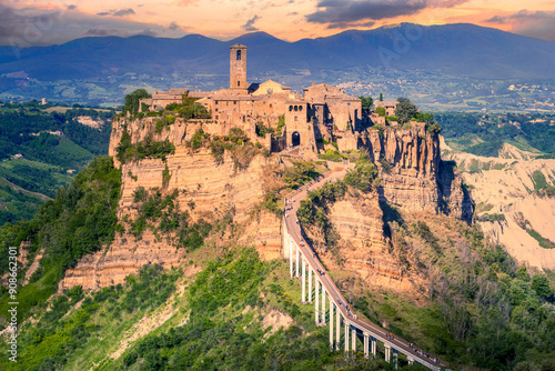 Obraz na płótnie Bagnoregio, Italy. Civita di Bagnoregio, hilltop town founded by Etruscans in Valle dei Calanchi, Viterbo province, Lazio region. w salonie
