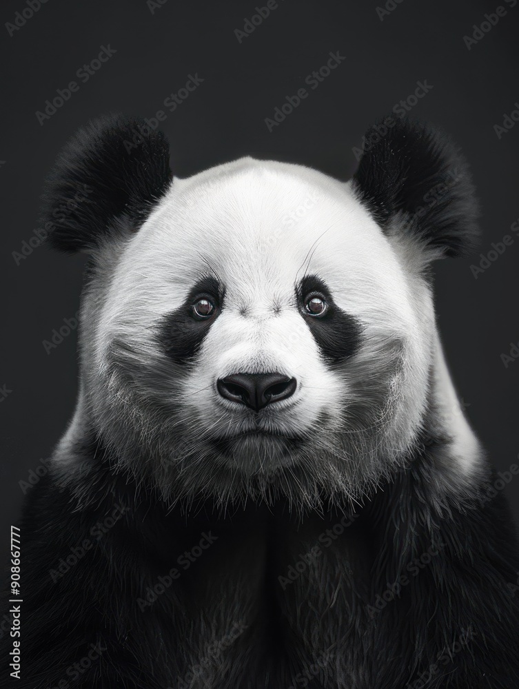 Striking Black and White Portrait of a Giant Panda Striking Black and White Portrait of a Giant Panda