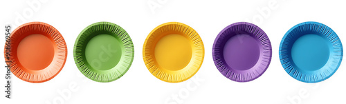 Set of Eco-Friendly Disposable Paper Plates in Various Colors