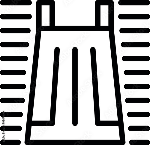 Simple icon representing a hydroelectric power plant generating clean energy