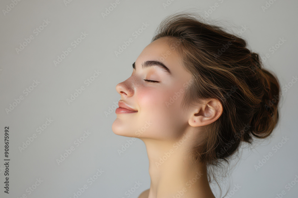 A close up of a girl's face with her eyes closed A close up of a girl's face with her eyes closed