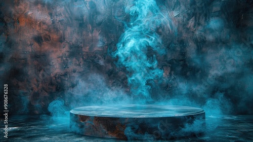 Night Sky Fountain with Mist and Clouds photo