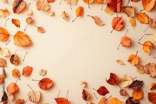Autumn Sale Banner with Dry Leaves on Beige Background for Seasonal Promotions