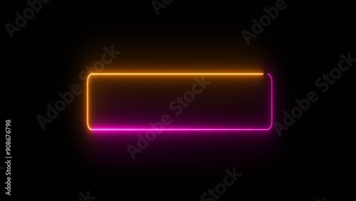 Abstract bright neon lines rectangle frame beautiful illustration background. borders frame glowing neon lights loop illustration.