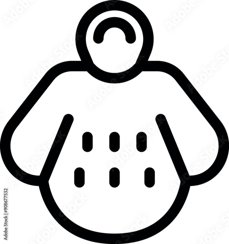Line icon of a man with a big belly, representing the concept of weight gain and unhealthy lifestyle
