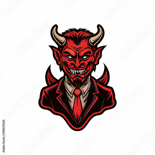 A cartoon devil wearing a suit with a large, prominent nose.