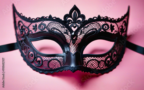 black mask for sex role play on pink background