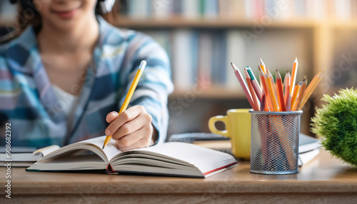 Homework and academic tasks, featuring symbols like books, pencils, and study materials, ideal for topics related to education, learning, and student life.