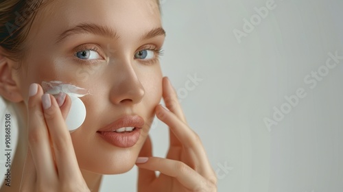 The woman applying cream