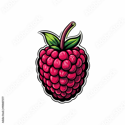 A close-up image of a single ripe raspberry on a clean white background.