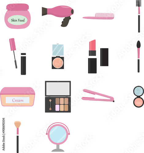 set of cosmetics