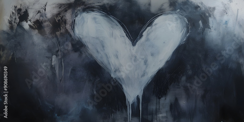 Incorporeal faint heart hovering mysteriously in an eerie, ethereal glow.