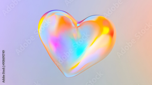 Ethereal glowing heart luminous and translucent, radiating a soft, mystical light.