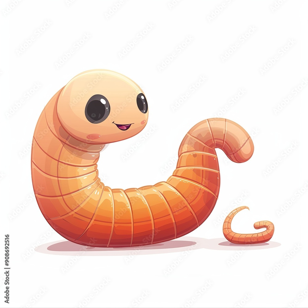 Fototapeta premium Earthworm 90s Revival animal fashion cartoon isolated whitebackground 16:9
