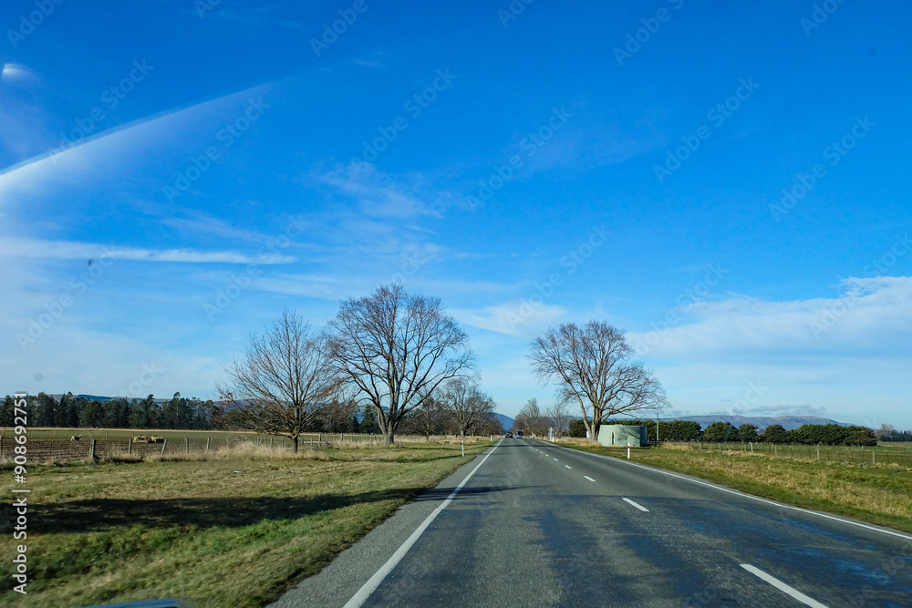 Fototapeta premium Fairlie, Canterbury, New Zealand, Road trip from Lake Tekapo to Christchurch, South Island 