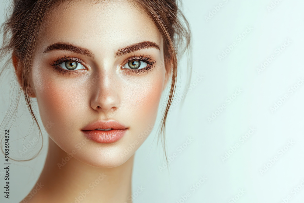 Fototapeta premium beauty woman with flawless skin on white background