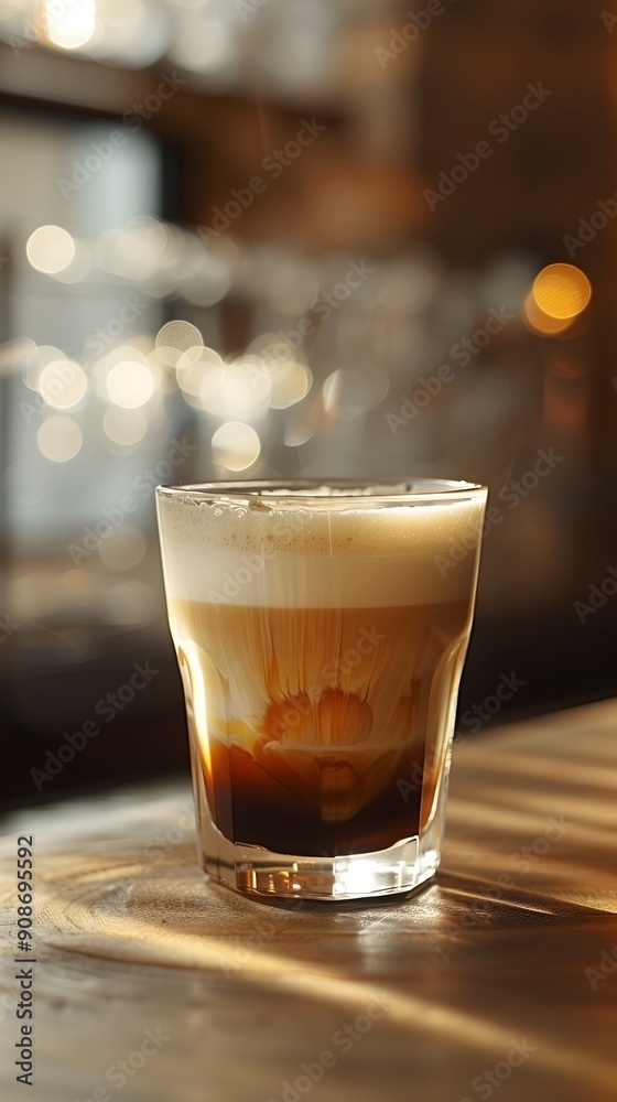 Closeup of a Frappe Coffee Drink on a Wooden Table with Blurred Background Closeup of a Frappe Coffee Drink on a Wooden Table with Blurred Background