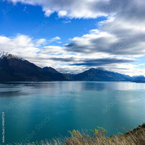 Glenorch scenic drive, view of Wakatipu Lake, New Zealand, South island  photo